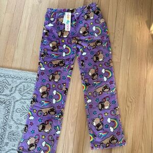 NWT pug unicorn fleece pajama pants!